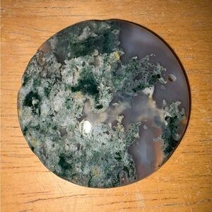 Moss Agate Round Pendant with drilled hole #25